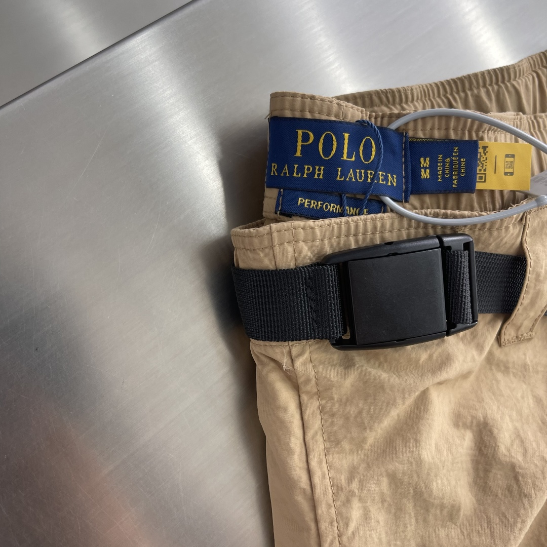 -Ralph Lauren    徽标刺绣织带卡扣休闲短裤100%锦纶平纹针织面料170克满天星网布18