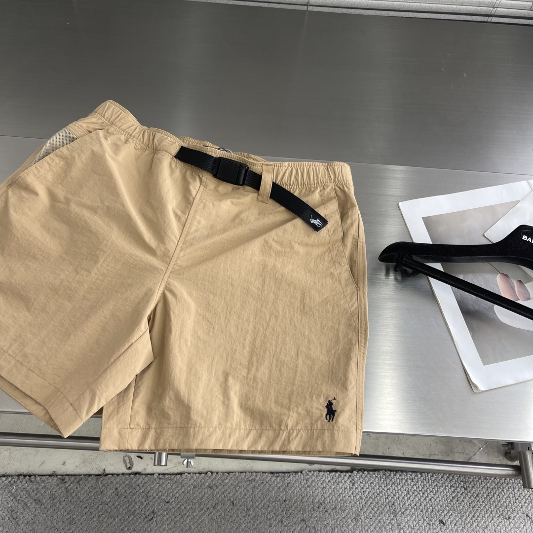 -Ralph Lauren    徽标刺绣织带卡扣休闲短裤100%锦纶平纹针织面料170克满天星网布18