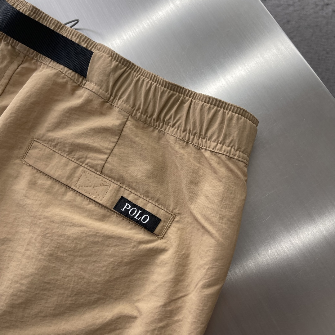 -Ralph Lauren    徽标刺绣织带卡扣休闲短裤100%锦纶平纹针织面料170克满天星网布18