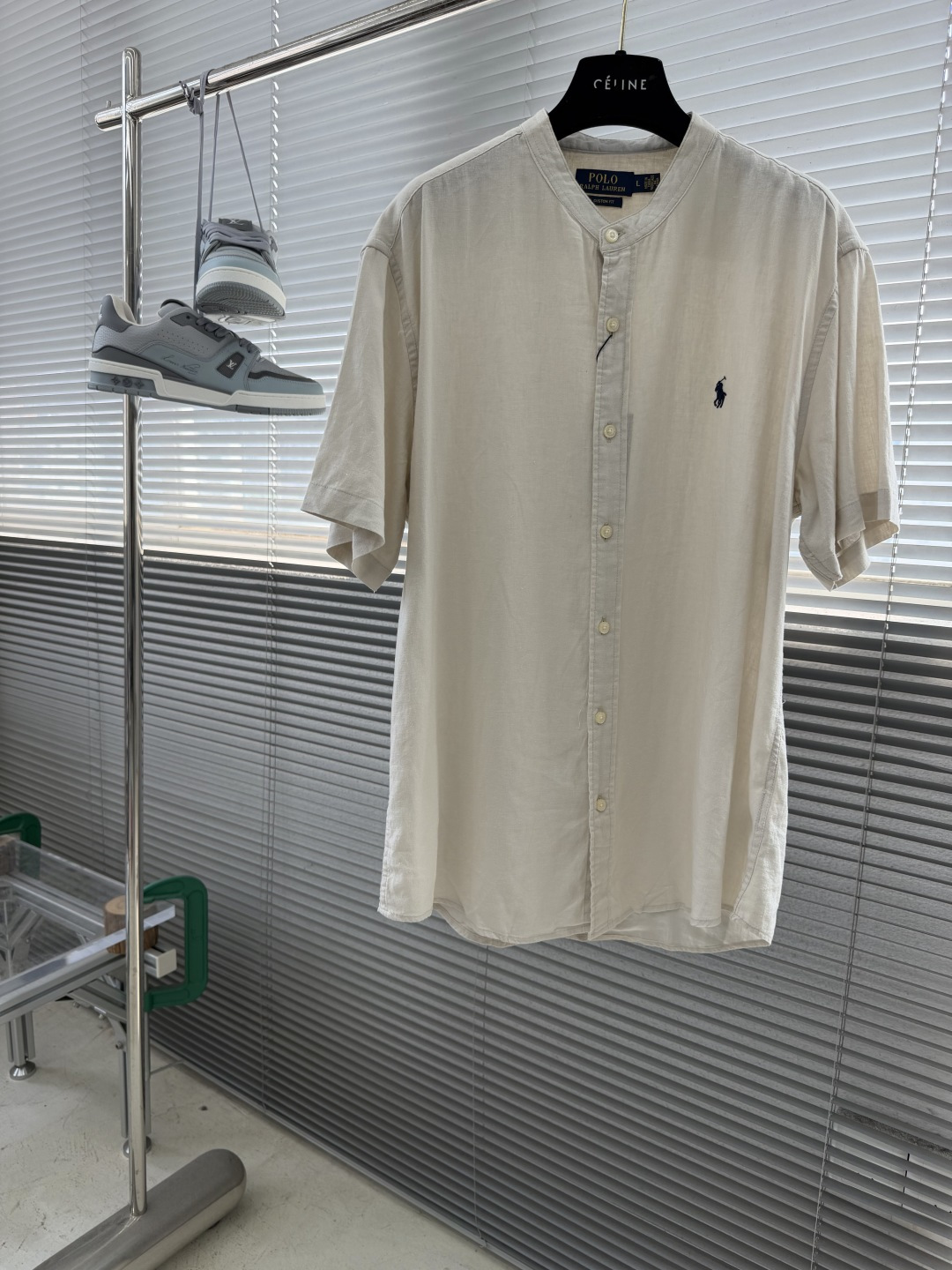 -Ralph Lauren     刺绣小马 麻棉立领短袖 码数：M-XXL甄选天然亚麻混纺面料原生透气