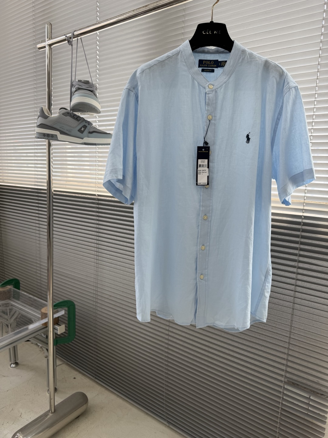 -Ralph Lauren     刺绣小马 麻棉立领短袖 码数：M-XXL甄选天然亚麻混纺面料原生透气