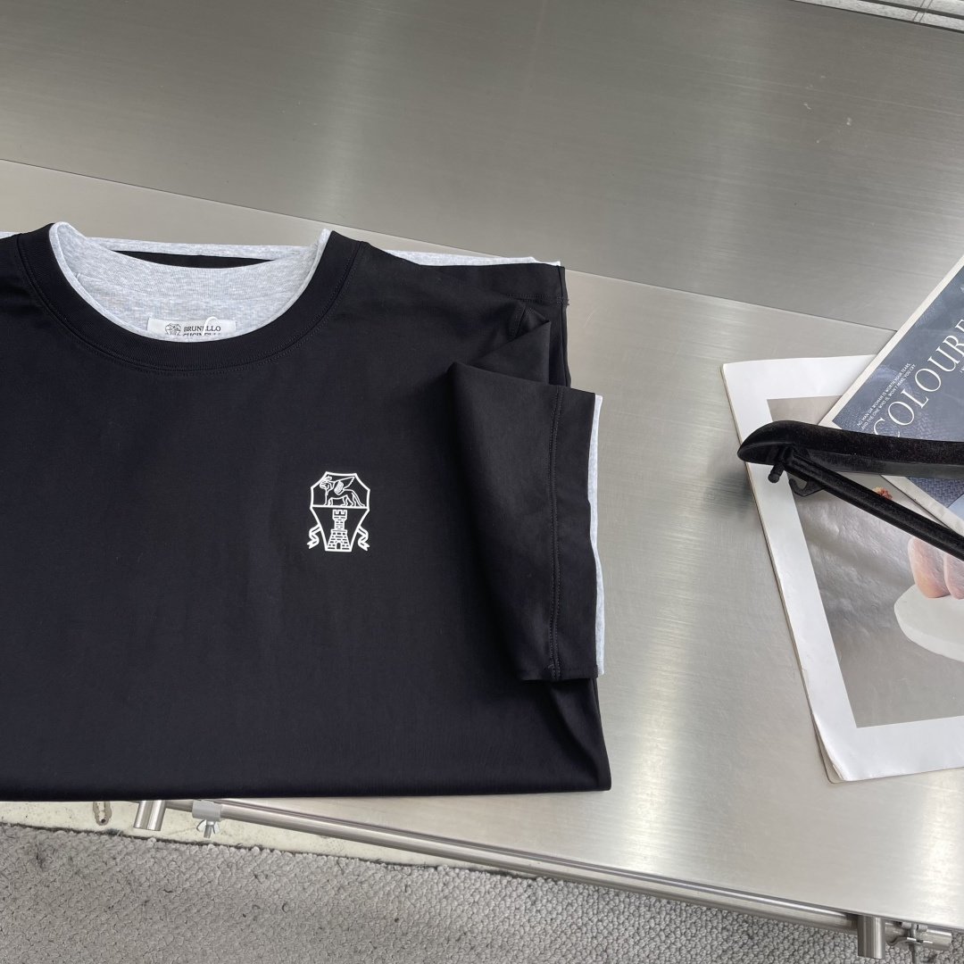 -BC    26新款春夏系列假两件T恤短袖 男女同款 码数：S.M.L.XL.XXL尺码	衣长	胸围 