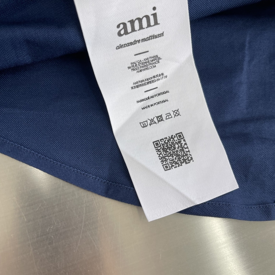 -Ami Paris     爱心刺绣口袋衬衫定制臻品柔韧牛津棉布 紧致而爽滑 舒适贴肤 一抹雾境藏青 