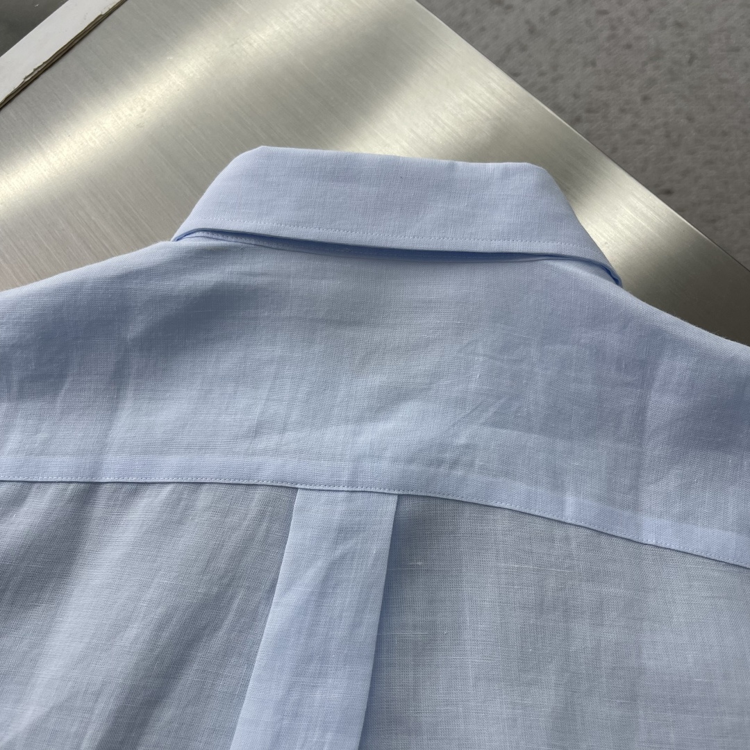 -Loro Piana     春夏新款男士亚麻衬衫，老钱风氛围感直接拉满！商务休闲两相宜，长袖设计适配