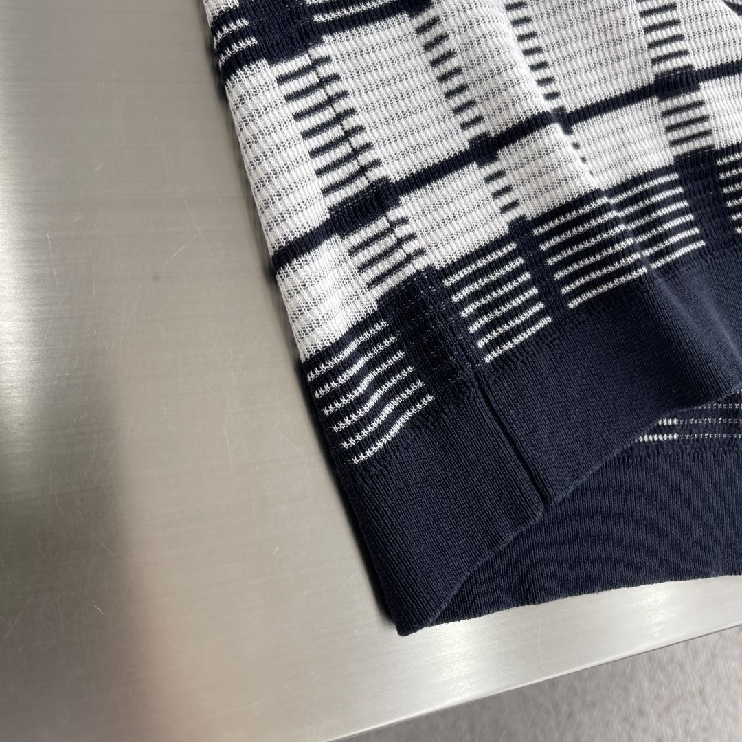 Loro Piana 26SS春夏新款醋酸亚麻混纺针织翻领短Tee,男士立体竖条纹肌理提花商务休闲针织短袖Polo衫 6