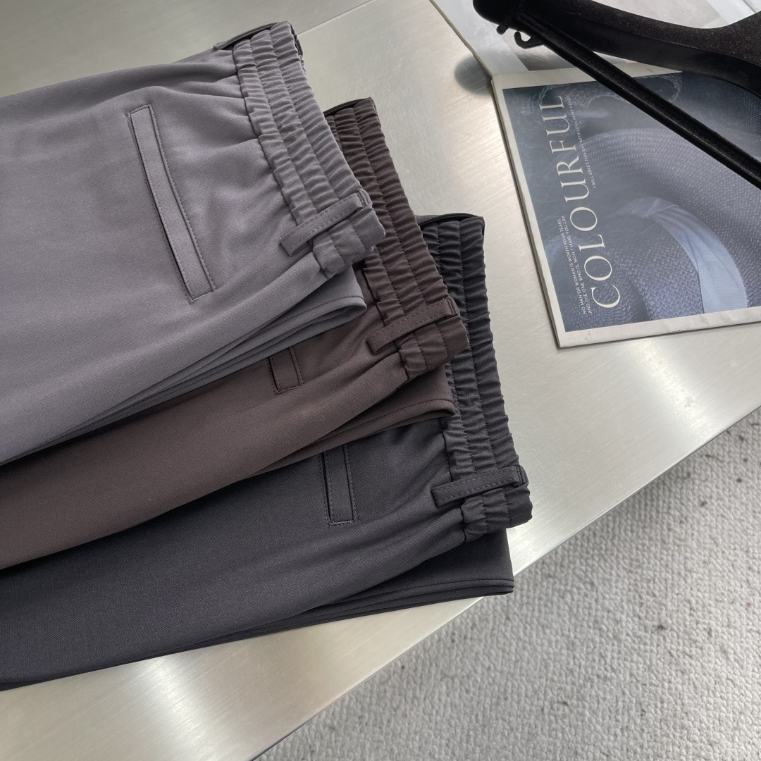 -Loro Piana    进口面料含羊毛醋酸纤维百搭松紧腰设计直筒休闲西裤Loro piana典藏系