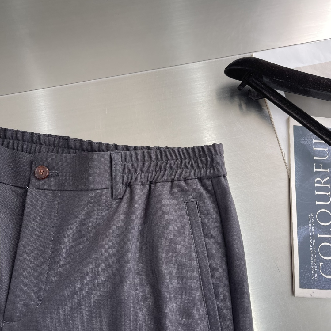 -Loro Piana    进口面料含羊毛醋酸纤维百搭松紧腰设计直筒休闲西裤Loro piana典藏系