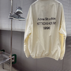 -Acne Studios 印花徽标做旧双头拉链夹克40支全棉平纹梭织布面料140克锦纶混纺蜂窝网 -Acne Studios 印花徽标做旧双头拉链夹克40支全棉平纹梭织布面料140克锦纶混纺蜂窝网