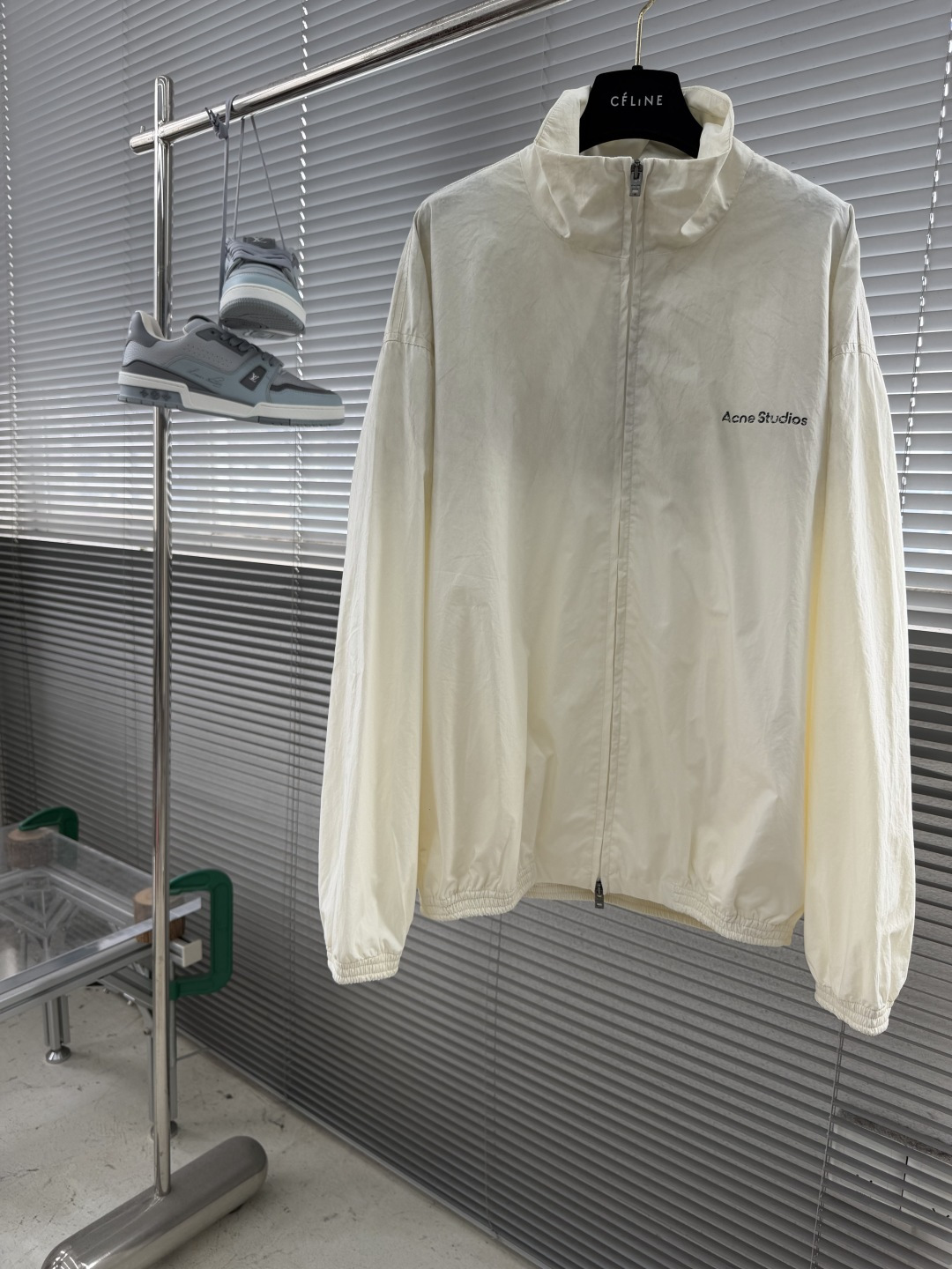 -Acne Studios    印花徽标做旧双头拉链夹克40支全棉平纹梭织布面料140克锦纶混纺蜂窝网
