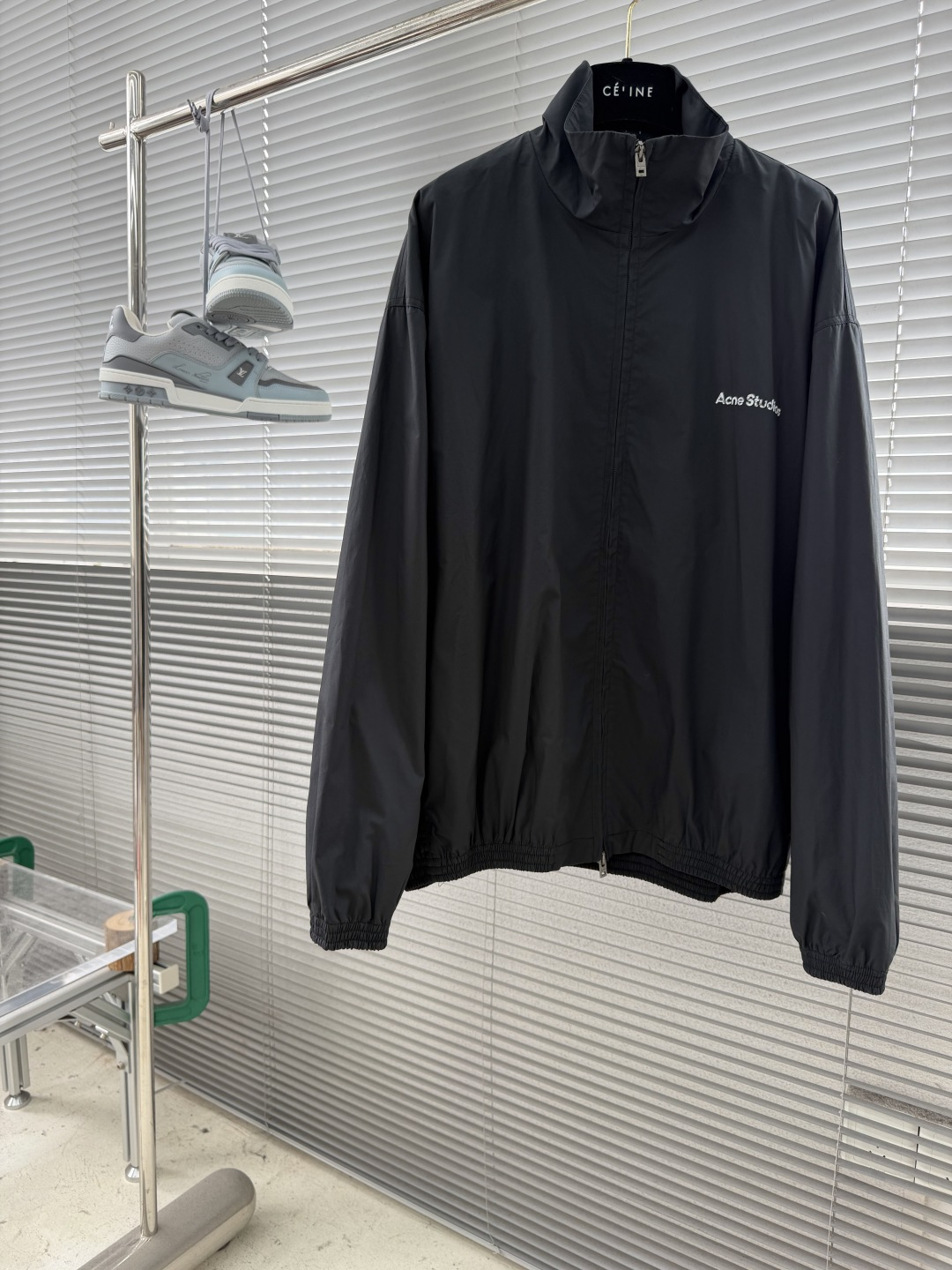 -Acne Studios    印花徽标做旧双头拉链夹克40支全棉平纹梭织布面料140克锦纶混纺蜂窝网