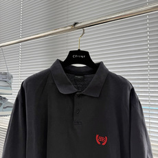 -Balenciag SS26 Laurel 纯色翻领褪色棉质珠地布纽扣短袖 Polo衫 常规版型 -Balenciag SS26 Laurel 纯色翻领褪色棉质珠地布纽扣短袖 Polo衫 常规版型