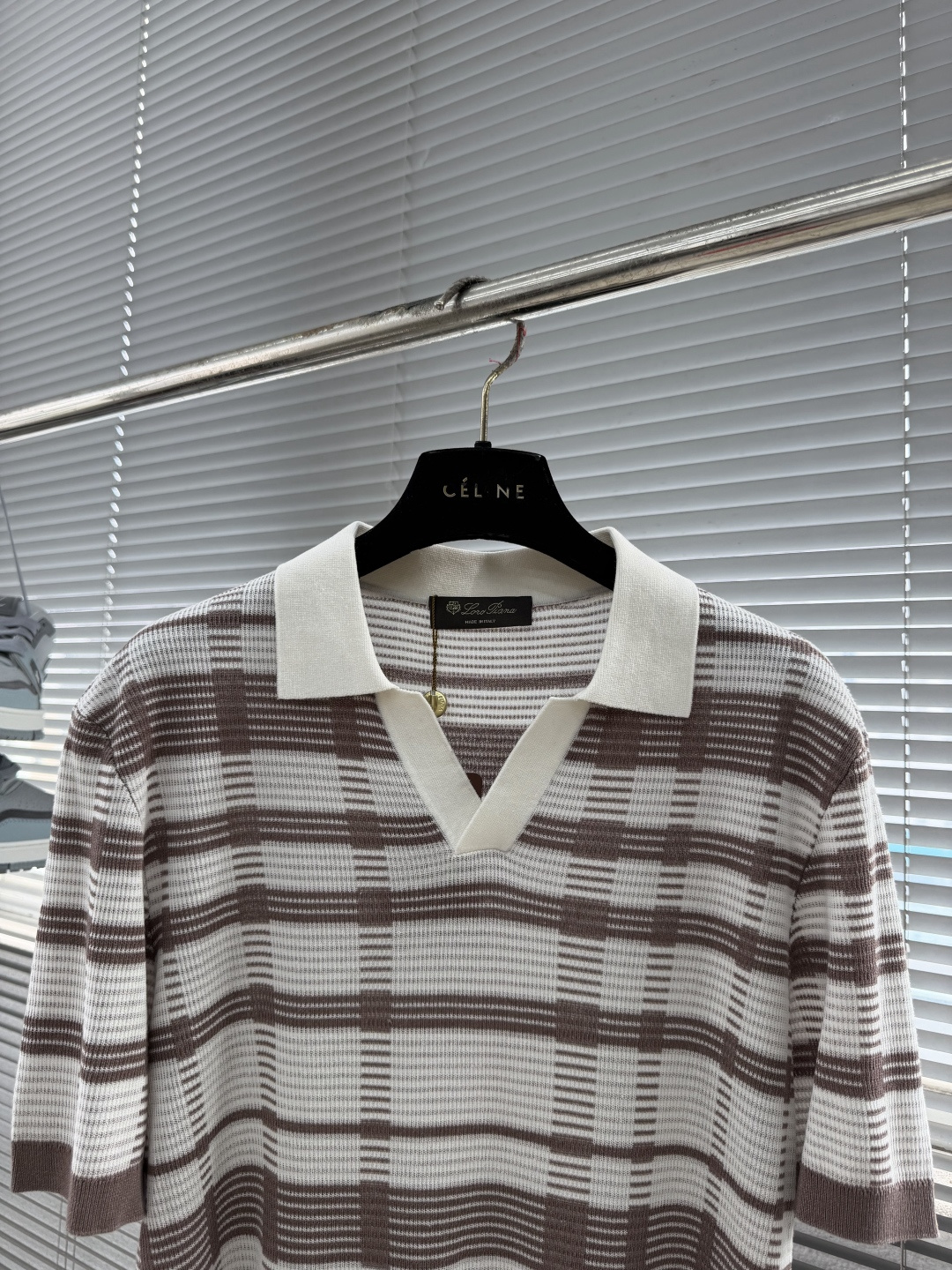 Loro Piana 26SS春夏新款醋酸亚麻混纺针织翻领短Tee,男士立体竖条纹肌理提花商务休闲针织短袖Polo衫 2