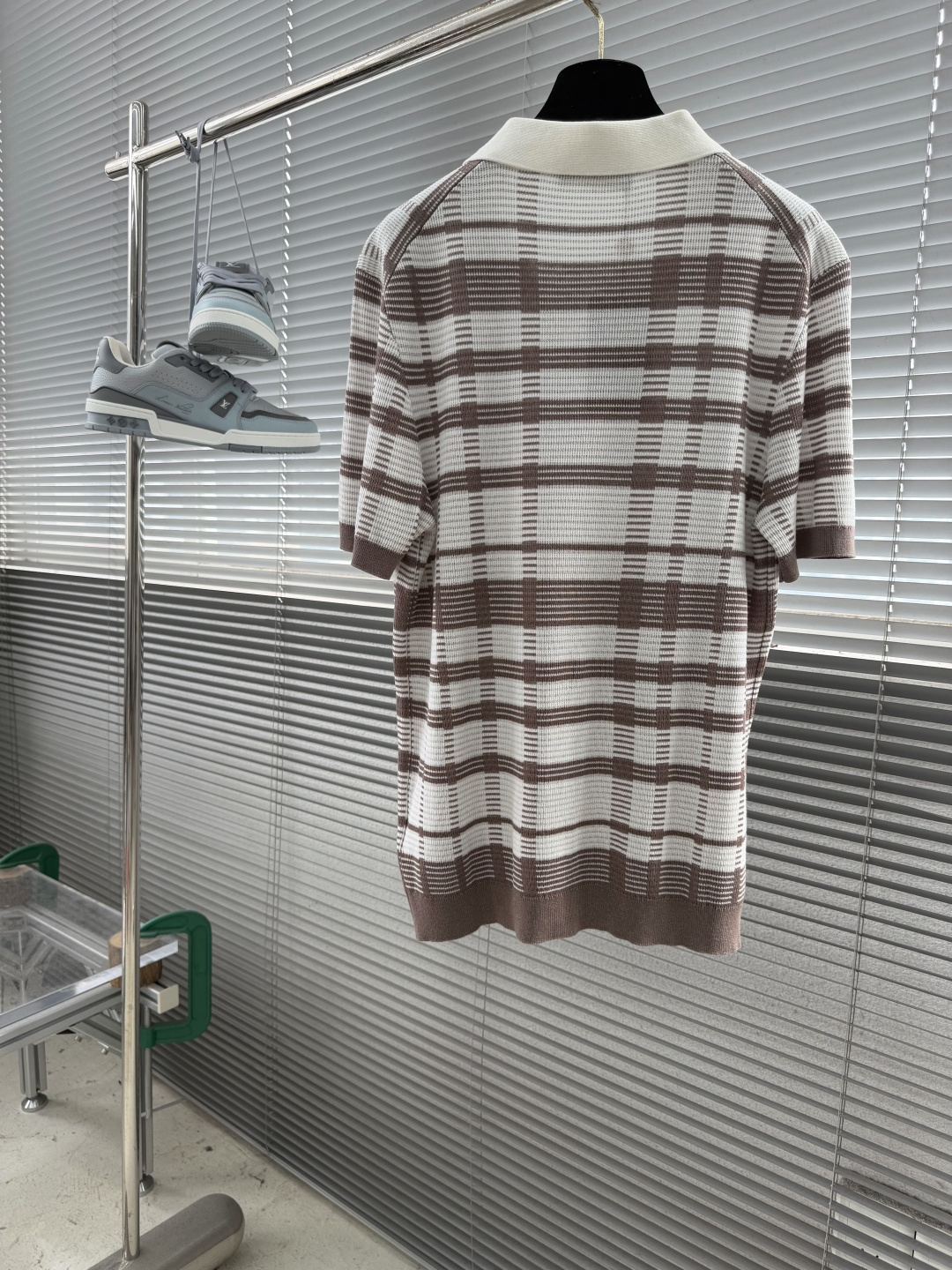 Loro Piana 26SS春夏新款醋酸亚麻混纺针织翻领短Tee,男士立体竖条纹肌理提花商务休闲针织短袖Polo衫 3