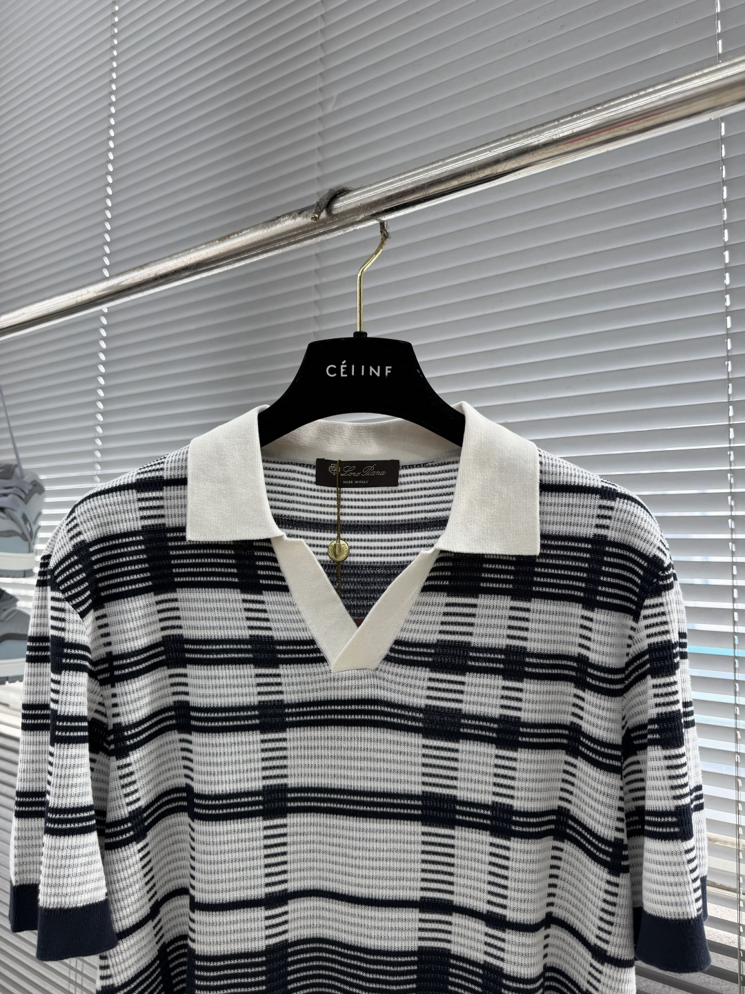 Loro Piana 26SS春夏新款醋酸亚麻混纺针织翻领短Tee,男士立体竖条纹肌理提花商务休闲针织短袖Polo衫 2