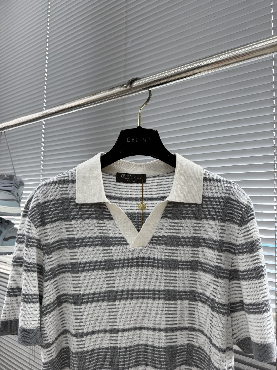 Loro Piana 26SS春夏新款醋酸亚麻混纺针织翻领短Tee,男士立体竖条纹肌理提花商务休闲针织短袖Polo衫 2