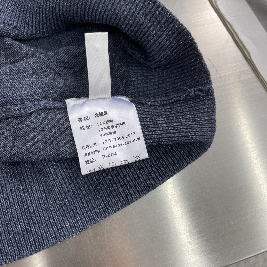 -Loro Piana     翻领撞色针织毛衣材质 亚麻混纺尺码：M-3XL尺码     M	   L