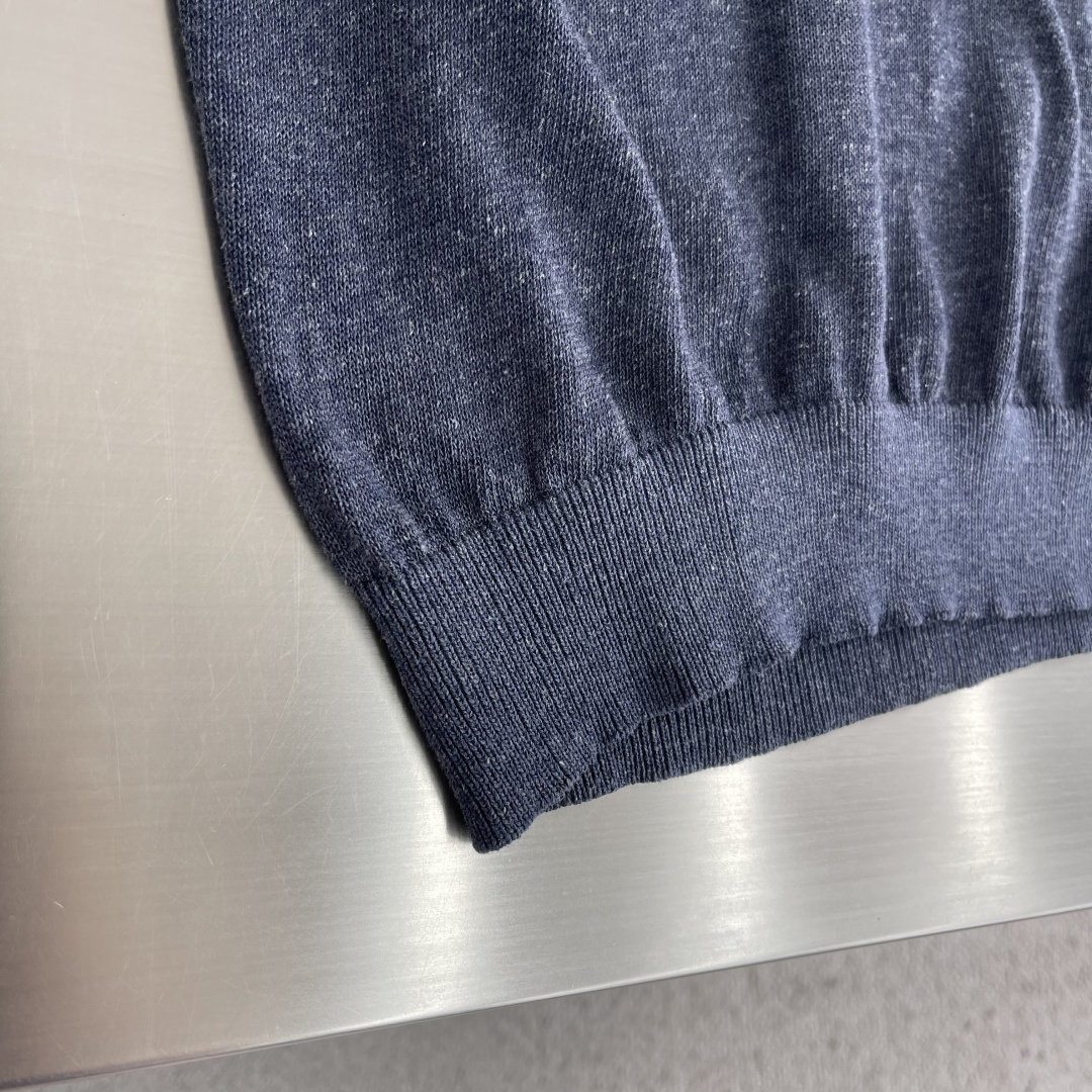 -Loro Piana     翻领撞色针织毛衣材质 亚麻混纺尺码：M-3XL尺码     M	   L