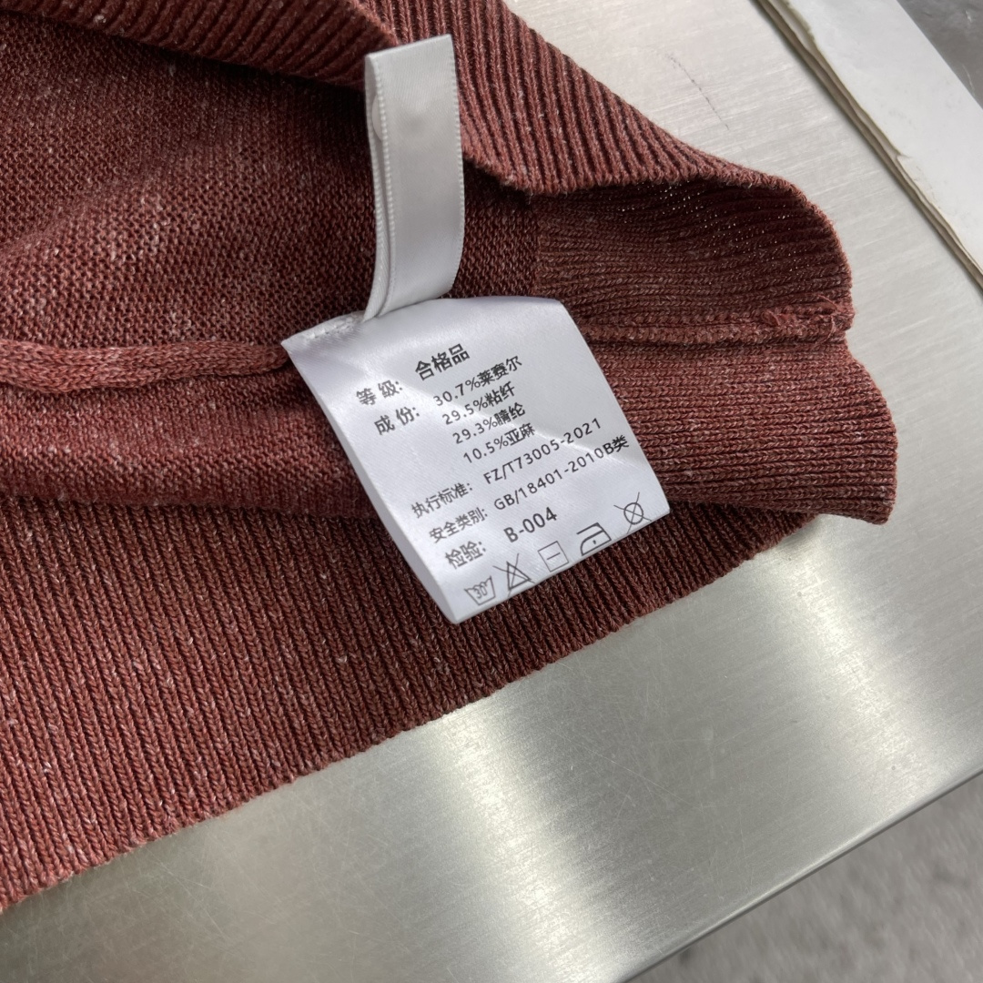 -Loro Piana     翻领撞色针织毛衣材质 亚麻混纺尺码：M-3XL尺码     M	   L