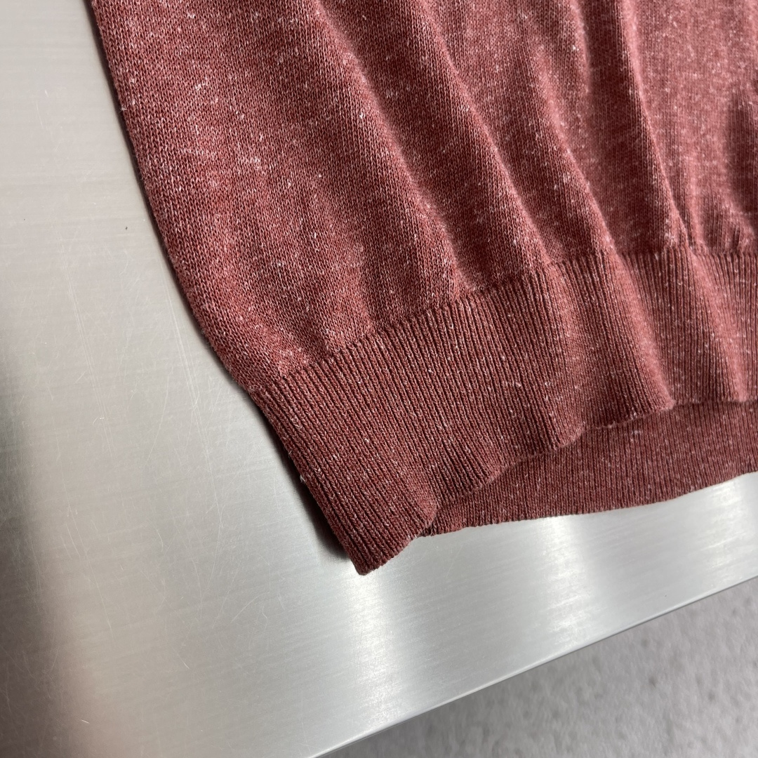 -Loro Piana     翻领撞色针织毛衣材质 亚麻混纺尺码：M-3XL尺码     M	   L