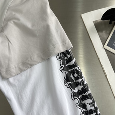 -BALENCIAG* 假两件印花刺绣标识T恤外部主布定染24支精疏棉平纹面料内部主布24支精疏 -BALENCIAG* 假两件印花刺绣标识T恤外部主布定染24支精疏棉平纹面料内部主布24支精疏