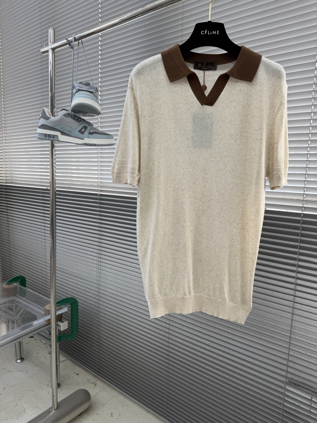 -Loro Piana     翻领撞色针织毛衣材质 亚麻混纺尺码：M-3XL尺码     M	   L