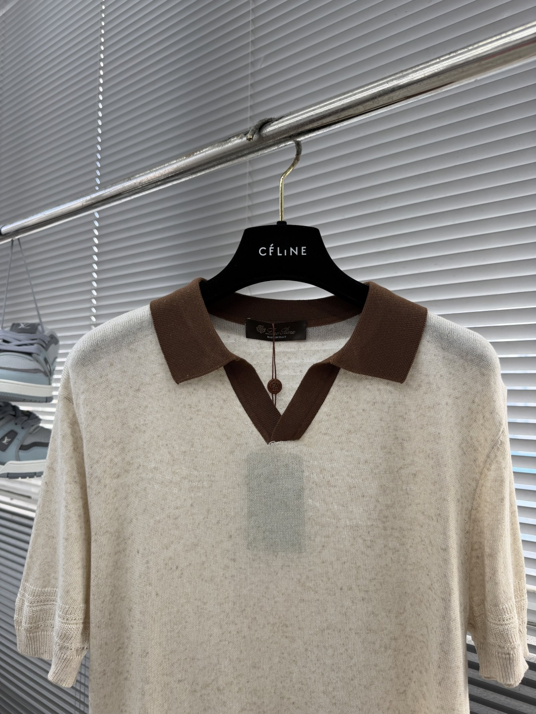 -Loro Piana     翻领撞色针织毛衣材质 亚麻混纺尺码：M-3XL尺码     M	   L