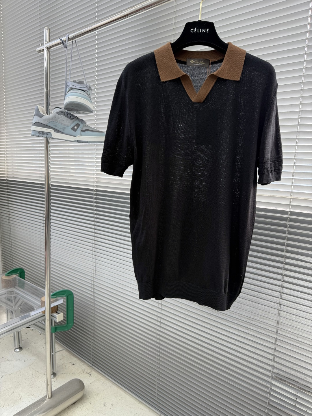 -Loro Piana     翻领撞色针织毛衣材质 亚麻混纺尺码：M-3XL尺码     M	   L