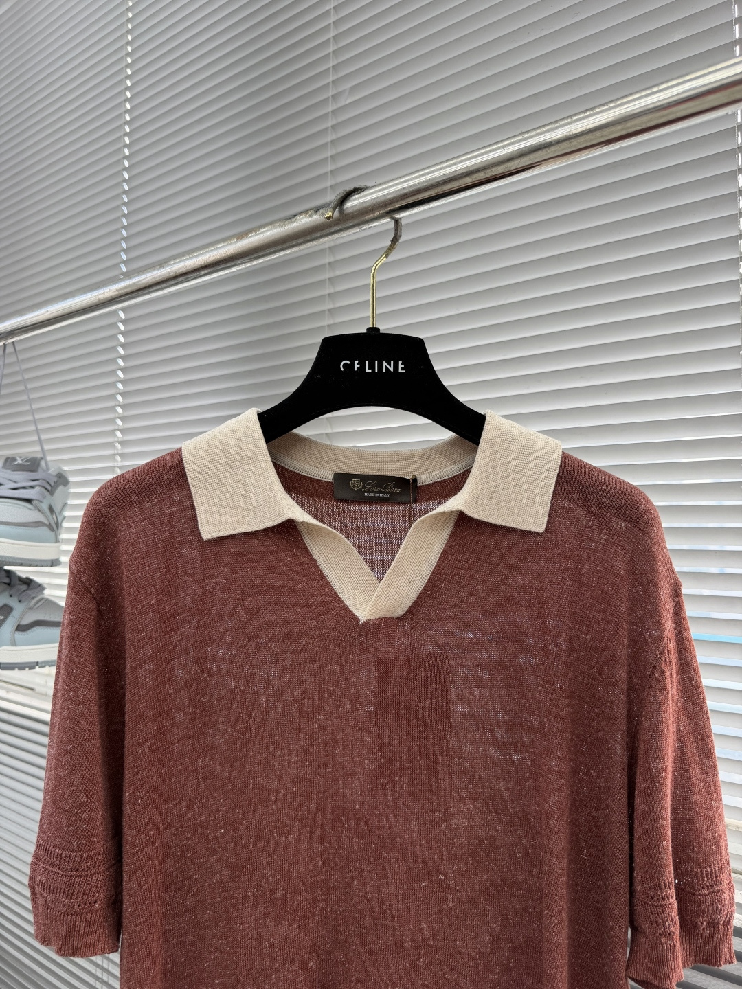 -Loro Piana     翻领撞色针织毛衣材质 亚麻混纺尺码：M-3XL尺码     M	   L