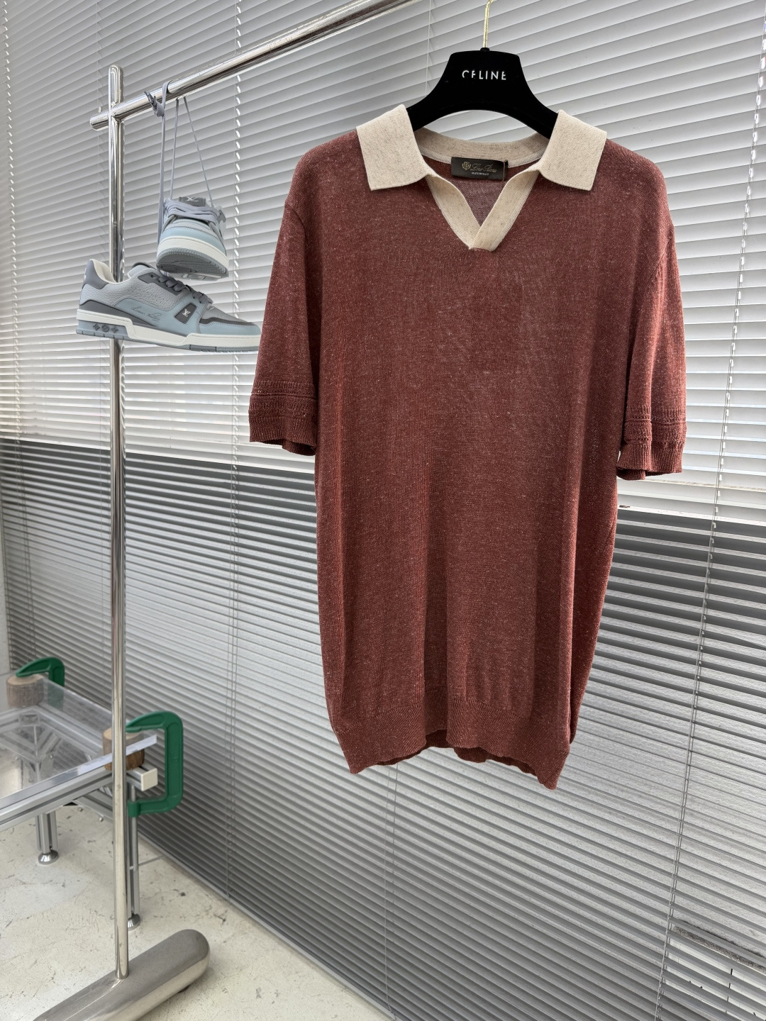 -Loro Piana     翻领撞色针织毛衣材质 亚麻混纺尺码：M-3XL尺码     M	   L