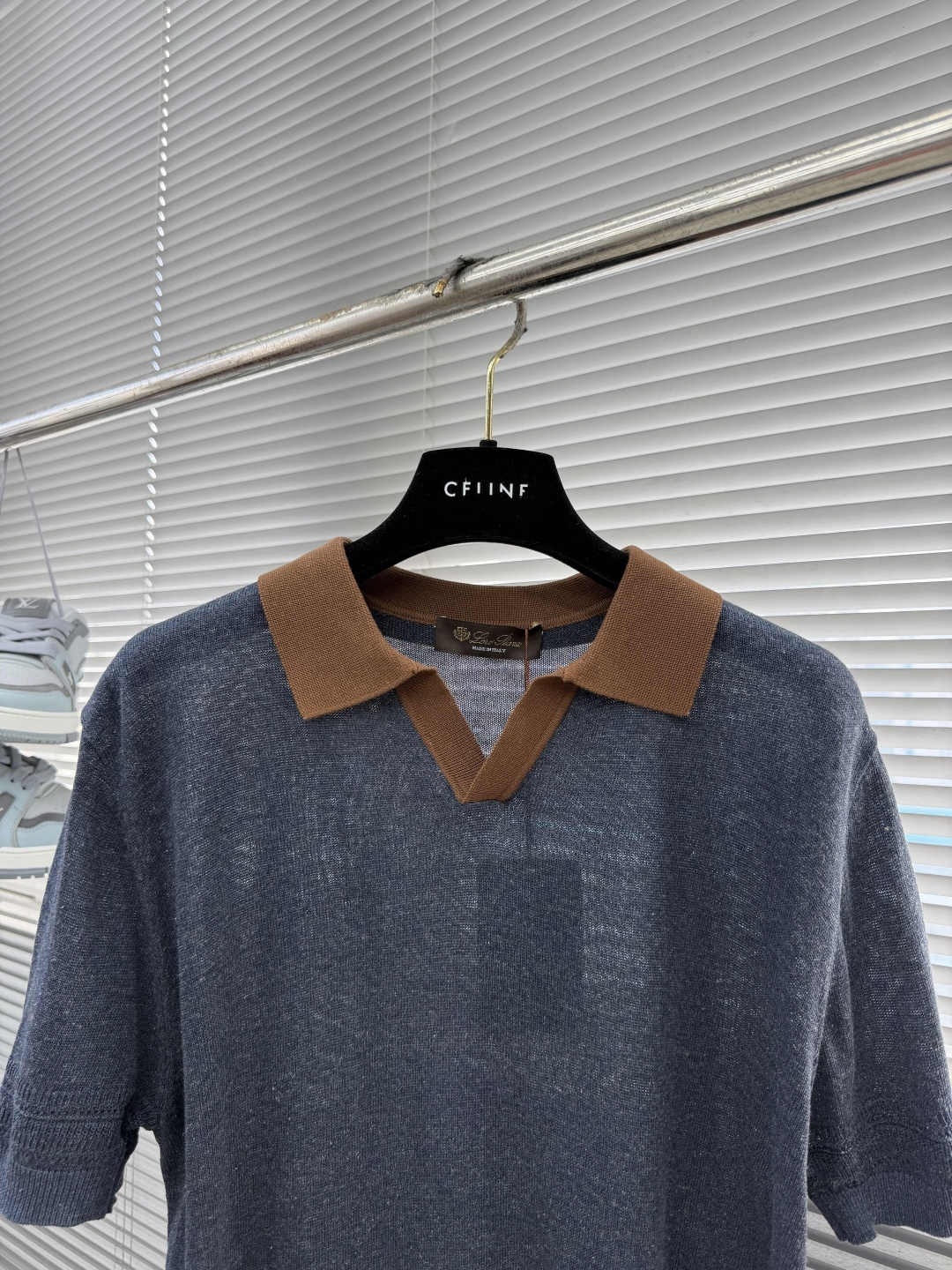 -Loro Piana     翻领撞色针织毛衣材质 亚麻混纺尺码：M-3XL尺码     M	   L
