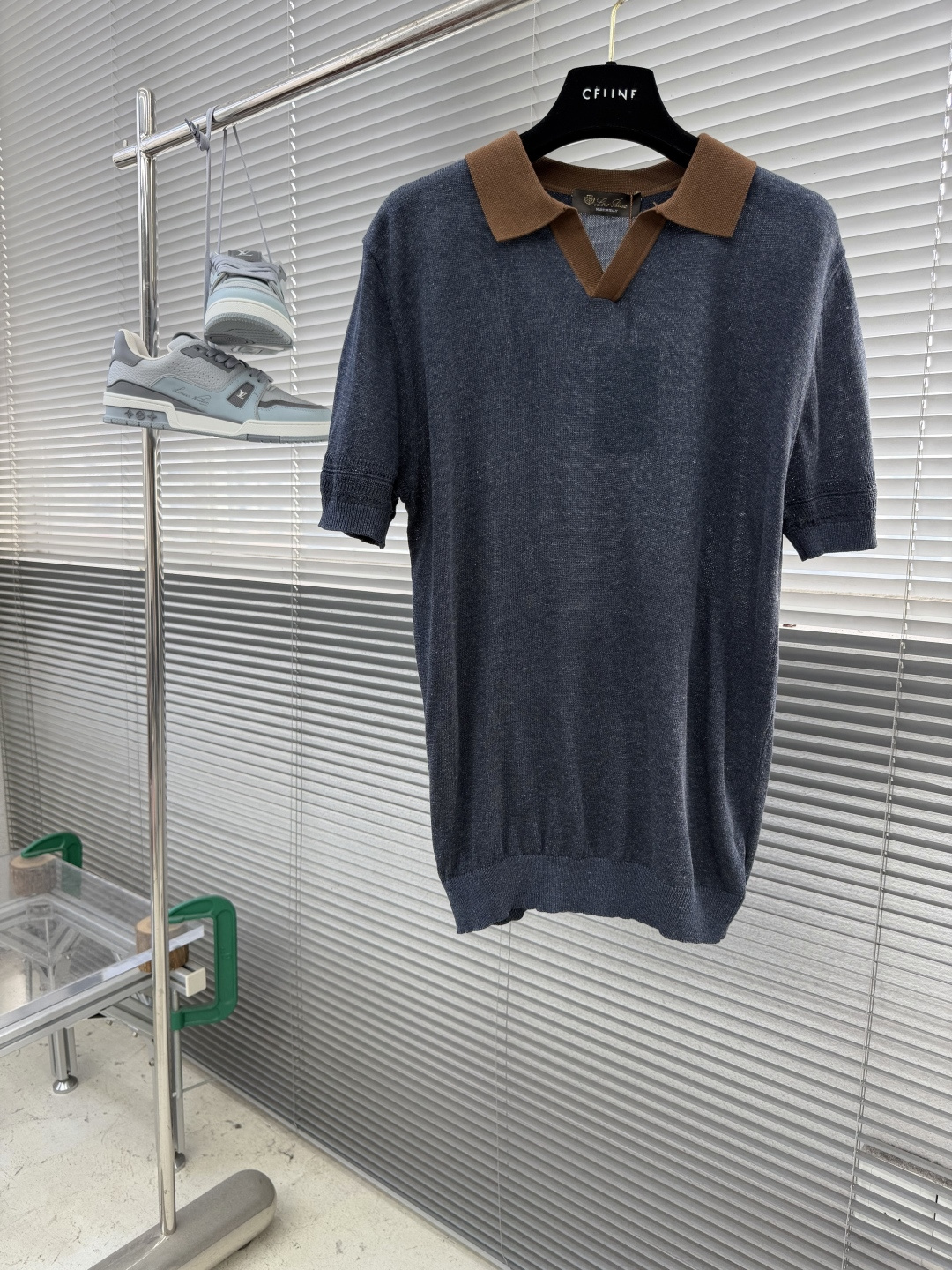 -Loro Piana     翻领撞色针织毛衣材质 亚麻混纺尺码：M-3XL尺码     M	   L