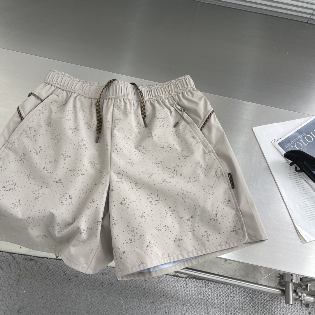 -驴牌    26SS MONOGRAM提花标识防撕裂运动短裤锦纶86%氨纶14%三合一梭织面料100%