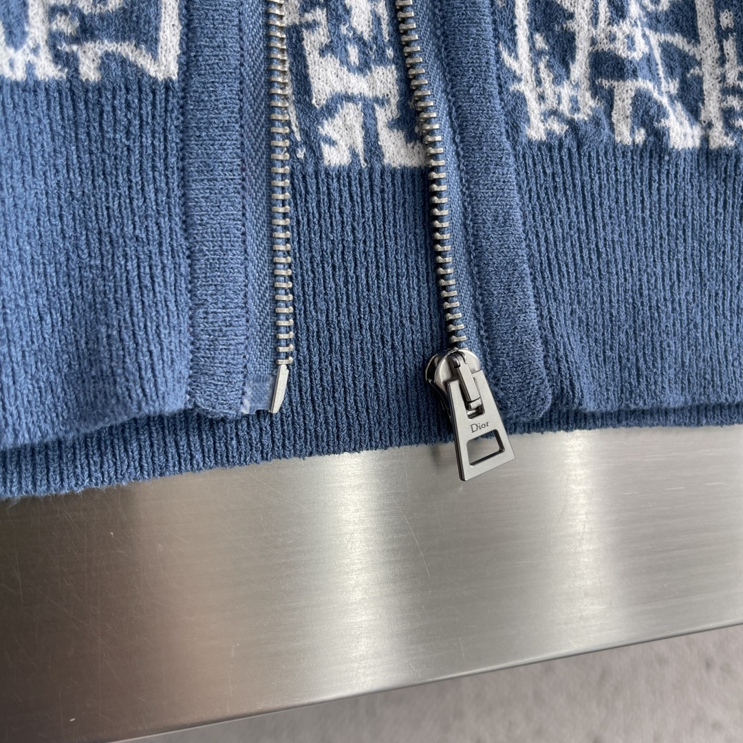 Dior Oblique Print Zip Up Hooded Jacket