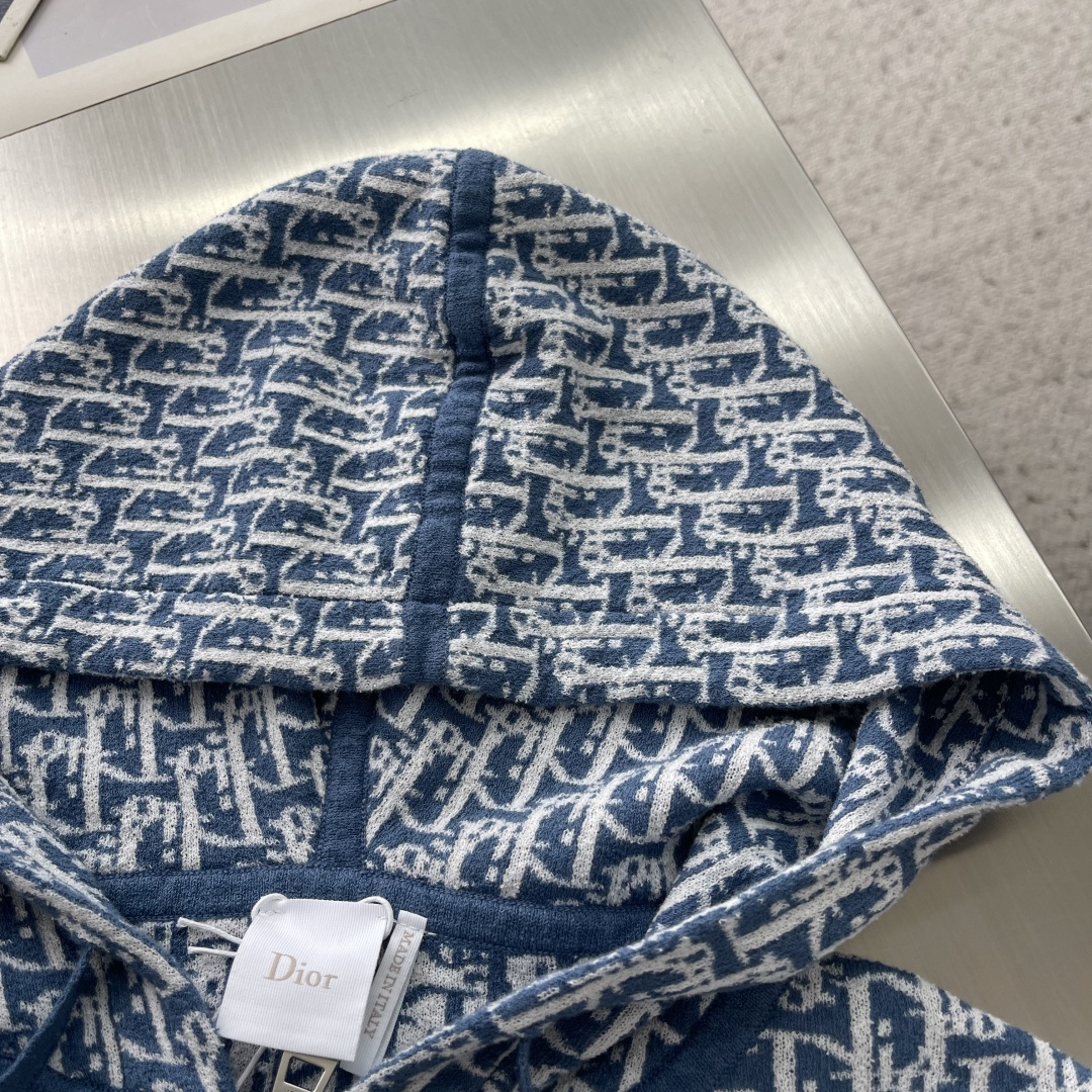 Dior Oblique Print Zip Up Hooded Jacket