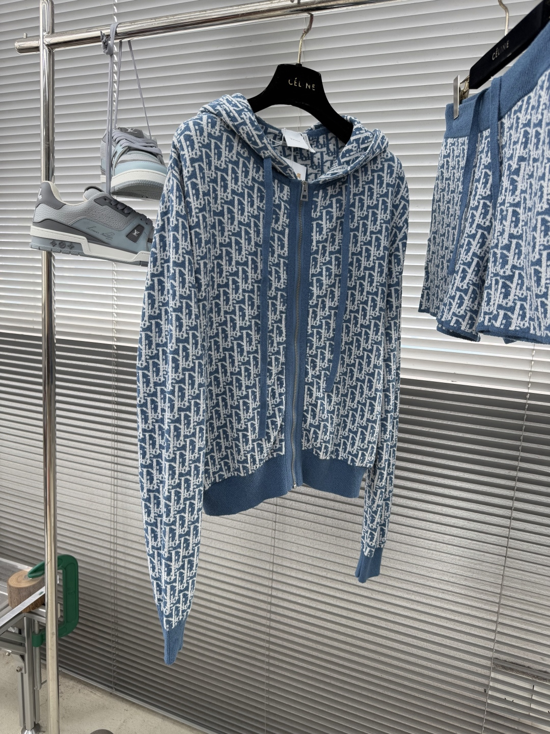 Dior Oblique Print Zip Up Hooded Jacket