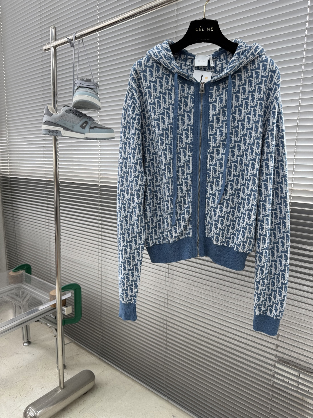 Dior Oblique Print Zip Up Hooded Jacket