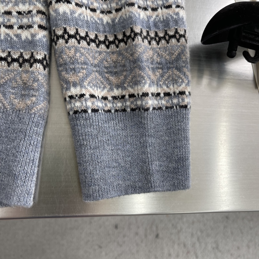 -BC 费尔岛浮线提花圆领套头毛衣 100%绵羊毛 26年秋冬新品低调奢华老钱风 2股48全羊毛纱线混纺 可机洗 -BC 费尔岛浮线提花圆领套头毛衣 100%绵羊毛 26年秋冬新品低调奢华老钱风 2股48全羊毛纱线混纺 可机洗