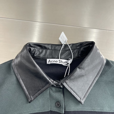 -Acne Studios 26fw复古皮革翻领撞色条纹卫衣 定染320克双股毛圈卫衣料 精致科技皮 模版刺绣 面 -Acne Studios 26fw复古皮革翻领撞色条纹卫衣 定染320克双股毛圈卫衣料 精致科技皮 模版刺绣 面