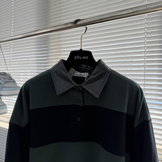 -Acne Studios 26fw复古皮革翻领撞色条纹卫衣 定染320克双股毛圈卫衣料 精致科技皮 模版刺绣 面 -Acne Studios 26fw复古皮革翻领撞色条纹卫衣 定染320克双股毛圈卫衣料 精致科技皮 模版刺绣 面