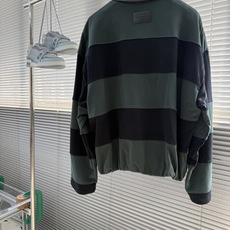 -Acne Studios 26fw复古皮革翻领撞色条纹卫衣 定染320克双股毛圈卫衣料 精致科技皮 模版刺绣 面 -Acne Studios 26fw复古皮革翻领撞色条纹卫衣 定染320克双股毛圈卫衣料 精致科技皮 模版刺绣 面