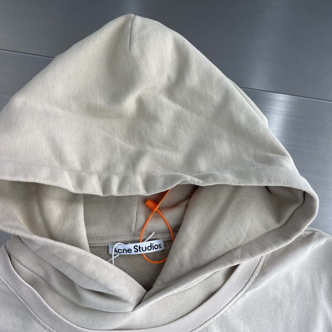 -Acne Studios 徽标叠层连帽卫衣 定制双珩凝萃洗织毛圈棉 丰盈绵糯 舒适亲肤 雾调米杏浸染衣身 朦胧 -Acne Studios 徽标叠层连帽卫衣 定制双珩凝萃洗织毛圈棉 丰盈绵糯 舒适亲肤 雾调米杏浸染衣身 朦胧