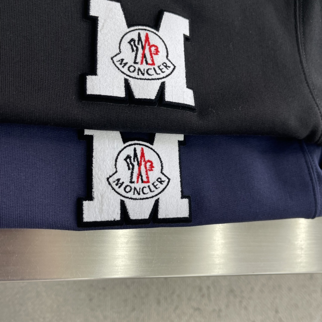 -mon     2026春夏新款短袖T恤 定制纯棉字母logo 刺绣 颜色：黑色  白色  藏青 黑色 码数：S  M