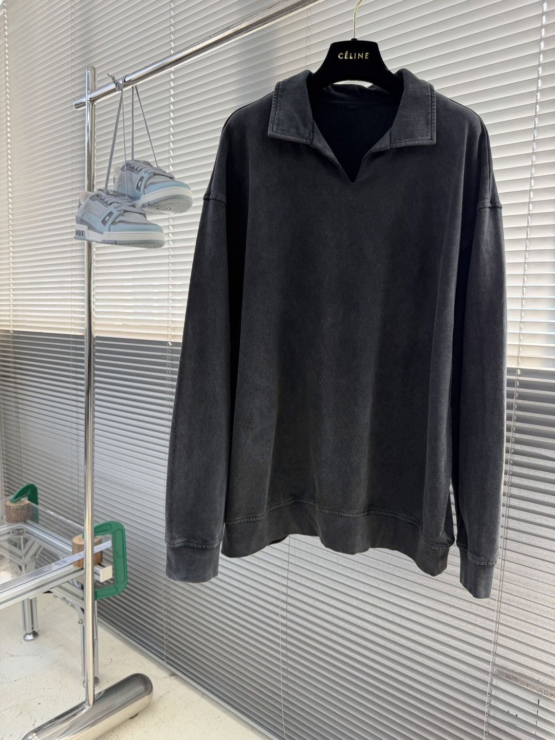 -Z ZEGN     Vintage棉水洗Polo领长袖 Polo领+卫衣棉，两种衣服合在一件上。 领子是衬衫领的结构