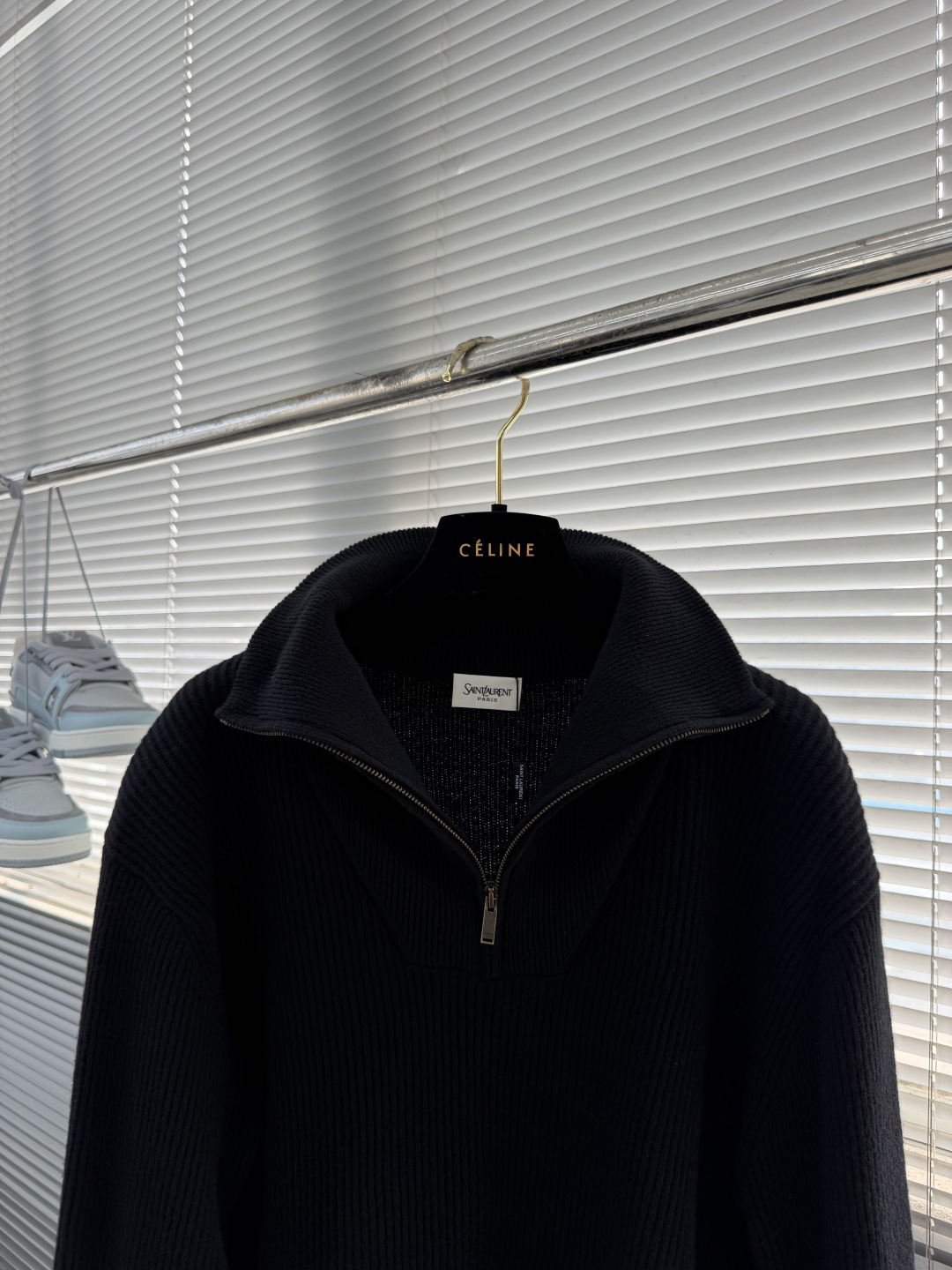 -YSL/圣罗兰     26fw新款全羊毛针织半拉链高领毛衣  男女同款  码数：S.M.L.XL 衣长	65	67	