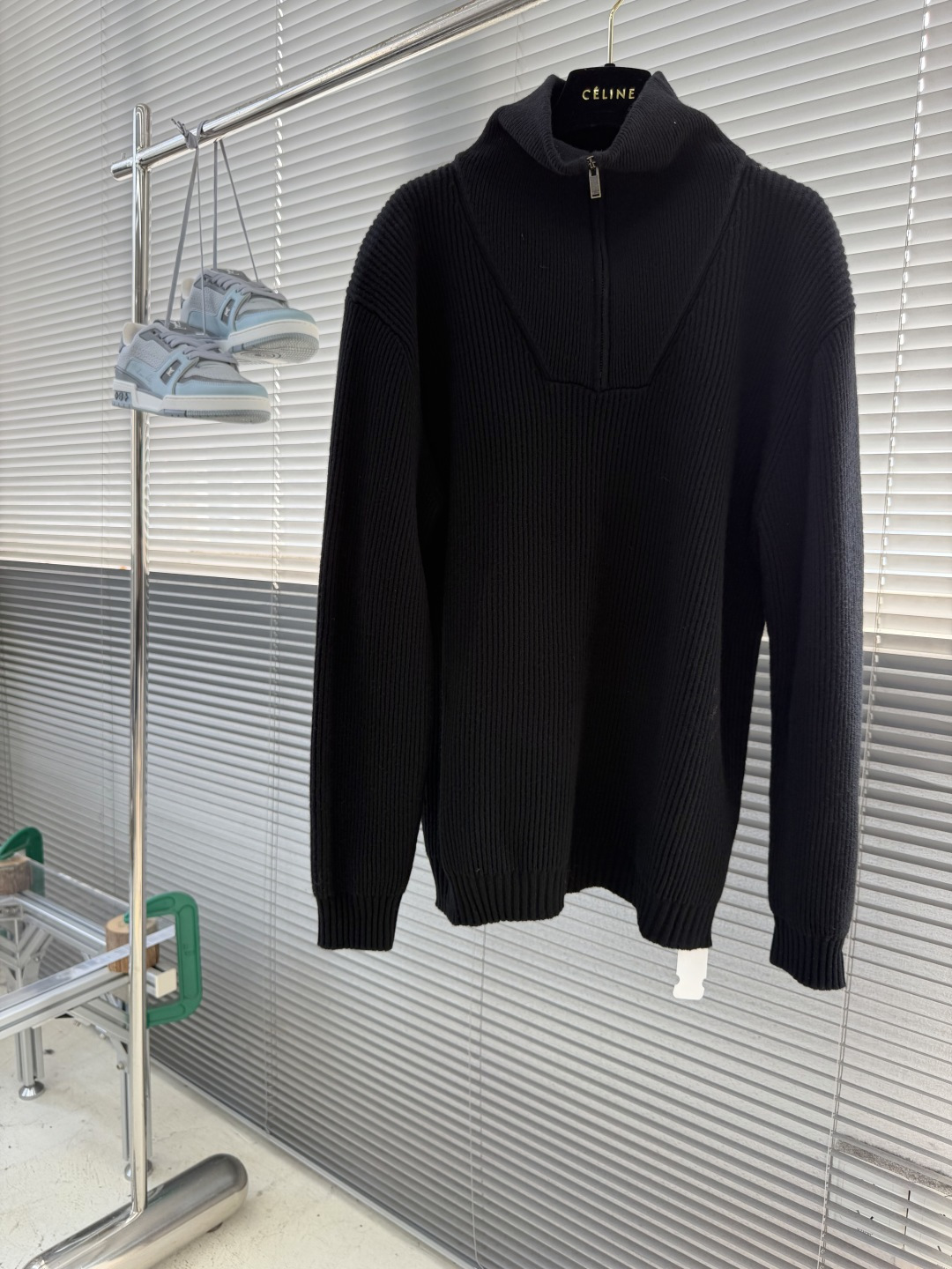 -YSL/圣罗兰     26fw新款全羊毛针织半拉链高领毛衣  男女同款  码数：S.M.L.XL 衣长	65	67	