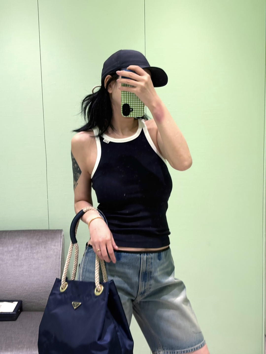 프라다 컬러 블록 니트 베스트 여성 반팔 탑 26SS 상세 이미지 8