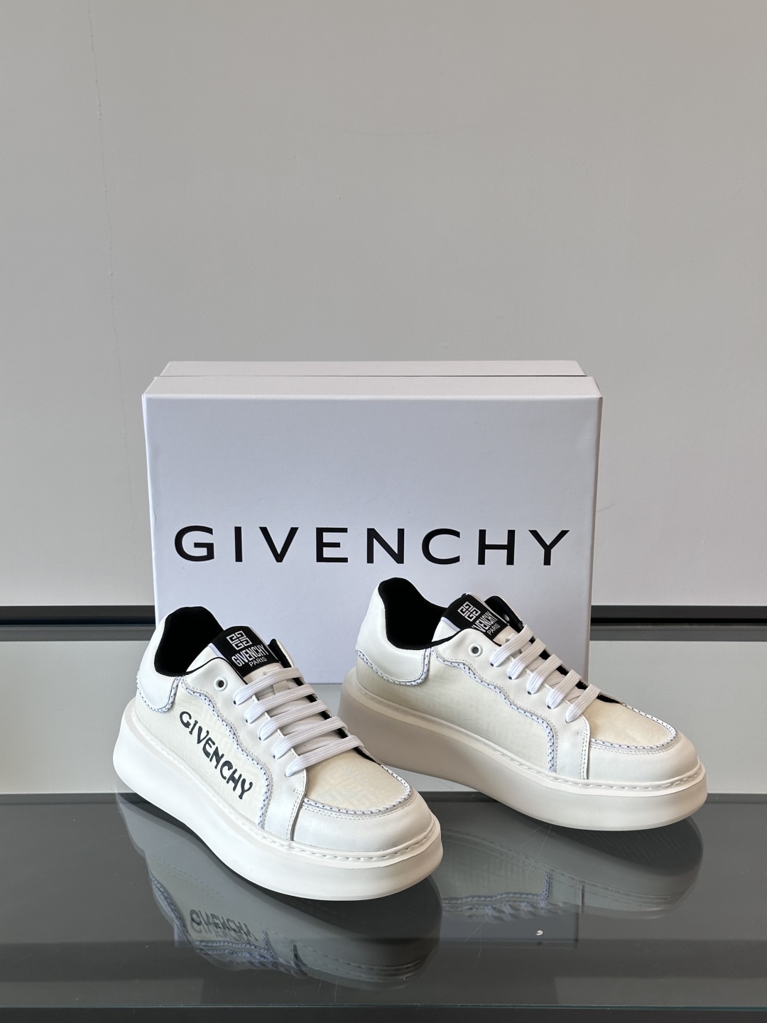 ▫️Gv *y～全新GIV 1男士厚底增高休闲运动鞋，鞋面高品质小牛皮拼接透气布面制成！上脚效果帅气有型