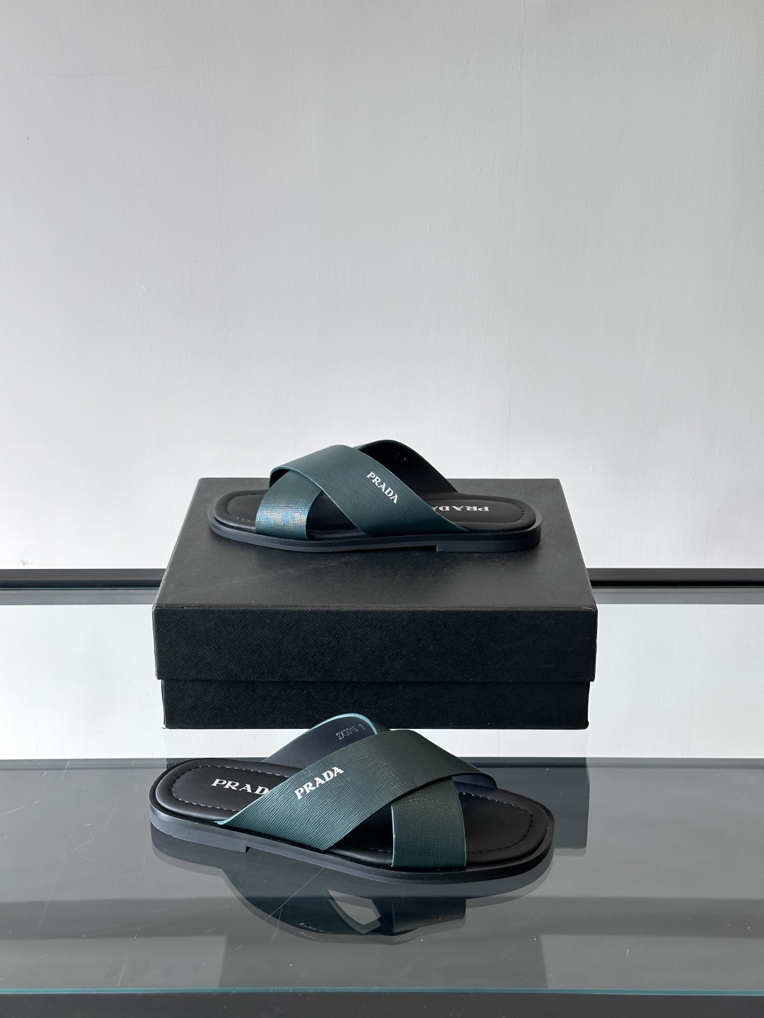 PRADA Men's Dark Green Cross Strap Leather Sandals Slides Size 39-44 5 cmp i1742968603881 5224 0 3