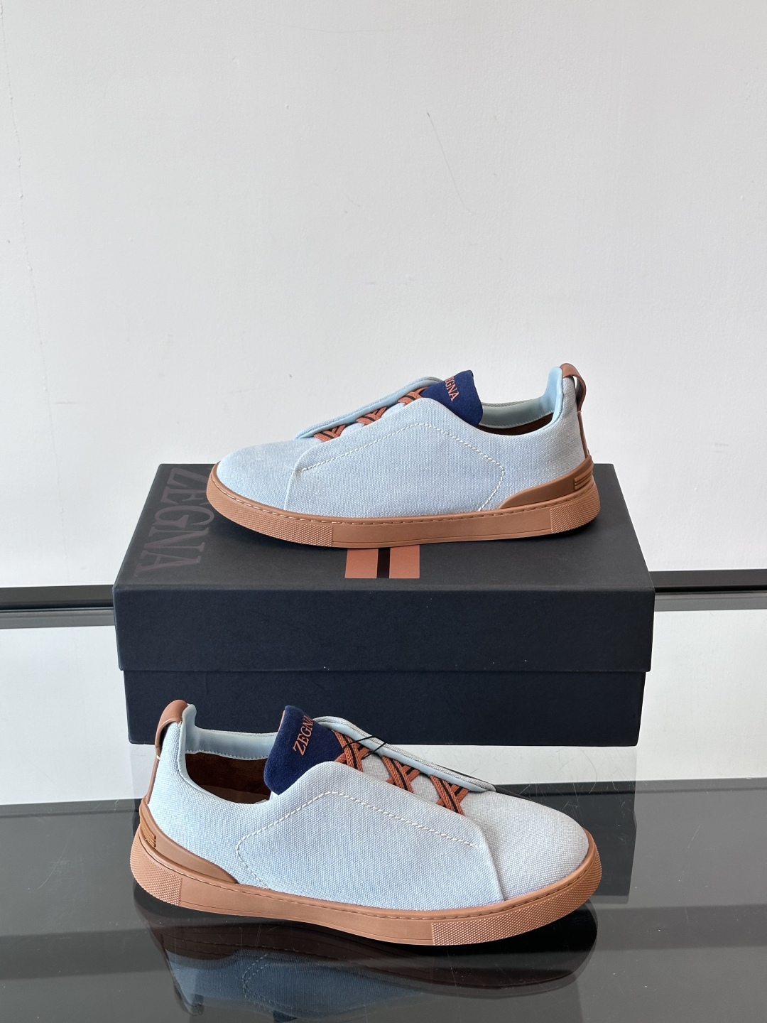 ZEGNA 杰尼亚 奢华休闲TriPle Stitch™ 2025新款男士休闲鞋，选用进口水洗牛仔面料打