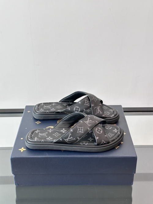 Louis Vuitton Men's Summer Leather Sandals - Designer Inspired, Comfortable Fit 1 Louis Vuitton Men's Summer Leather Sandals - Designer Inspired, Comfortable Fit